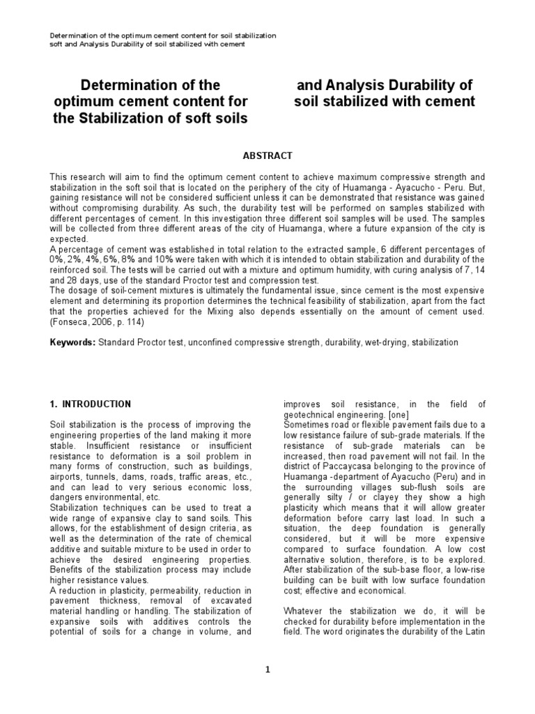 Optimal Cement Content for Soil Durability | PDF | Soil | Cement