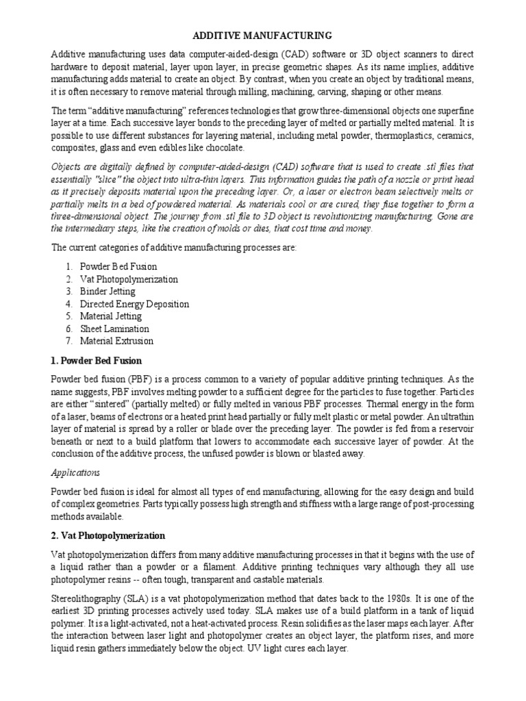 Additive Manufacturing PDF | PDF | 3 D Printing | Procedural Knowledge