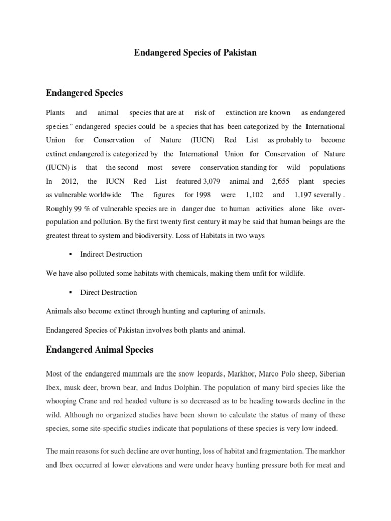 Endangered Species in Pakistan | PDF | Endangered Species | Whales