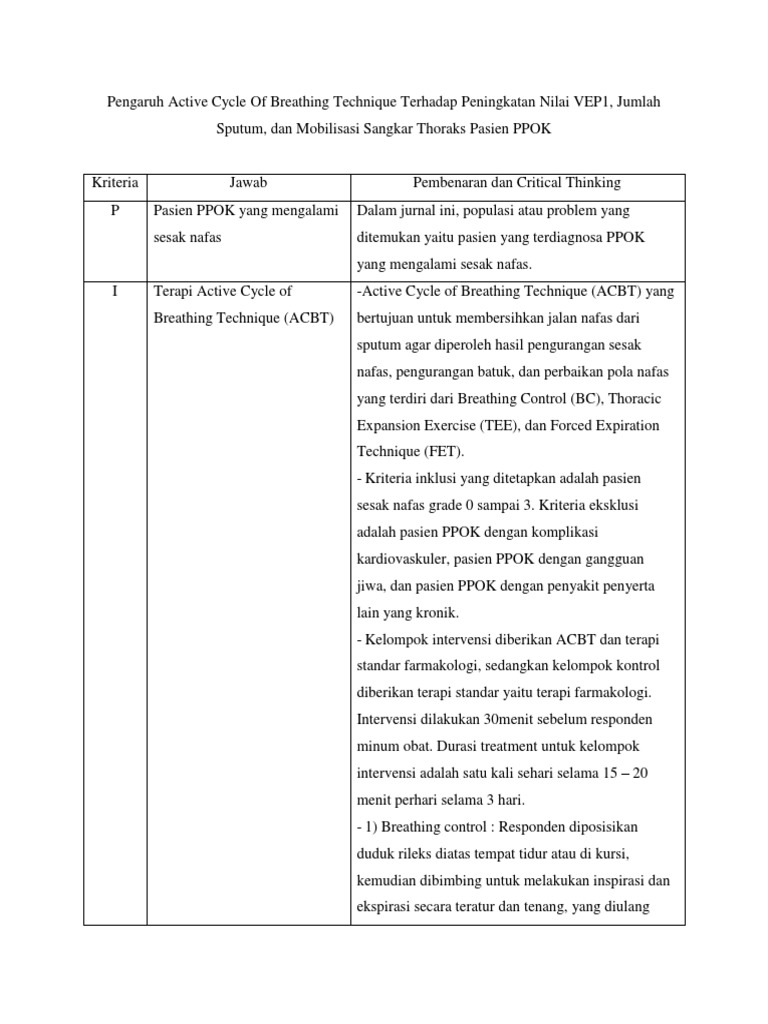 Pengaruh ACBT pada Pasien PPOK | PDF