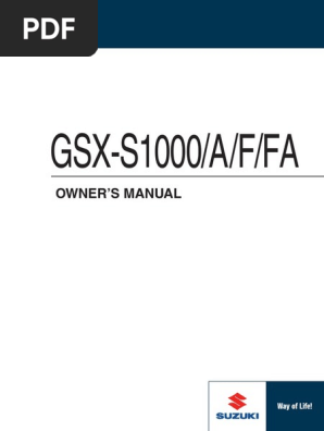 Suzuki GSX-S1000&F Operator's Manual (2016-) | PDF | Motorcycle