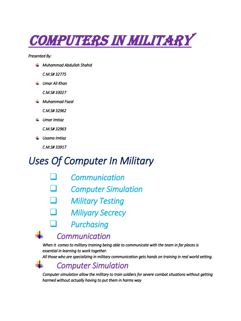 Role of Computers in Military Operations | PDF | Quantum Computing ...