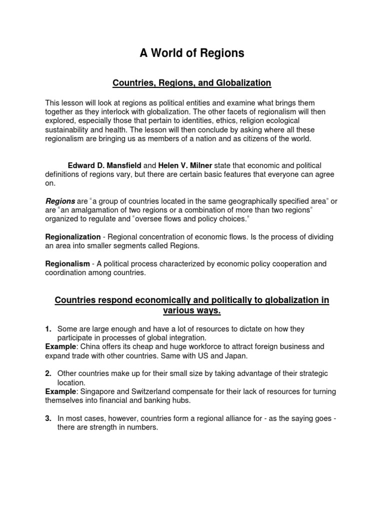 Understanding Regionalism and Globalization | PDF | Opec | Association ...