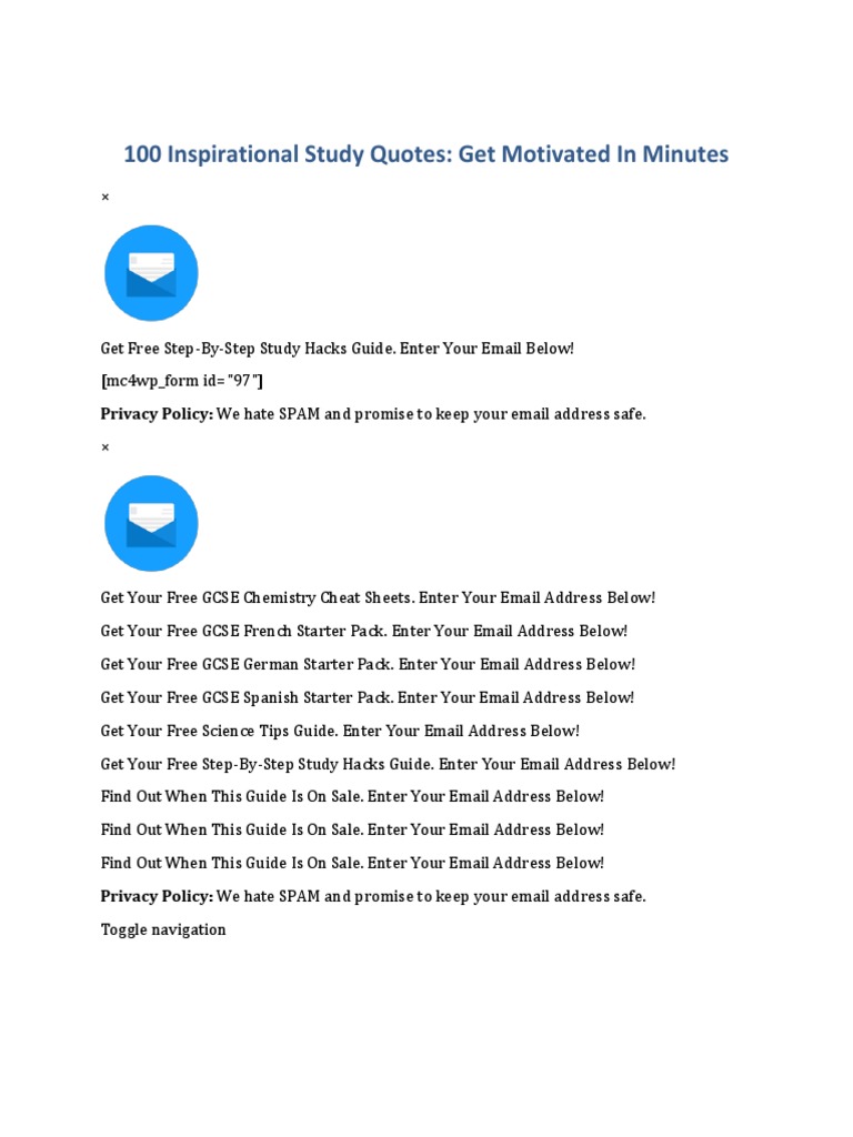 100 Motivational Study Quotes | PDF | Email Spam