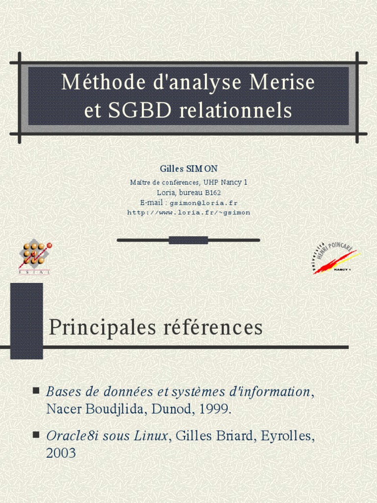 Introduction à la méthode Merise | PDF | Modèle relationnel | Domaines ...