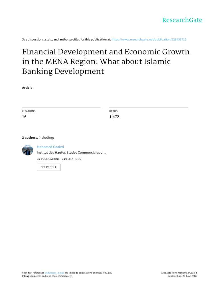 Financial Development and Economic Growth in The M PDF | PDF | Islamic ...