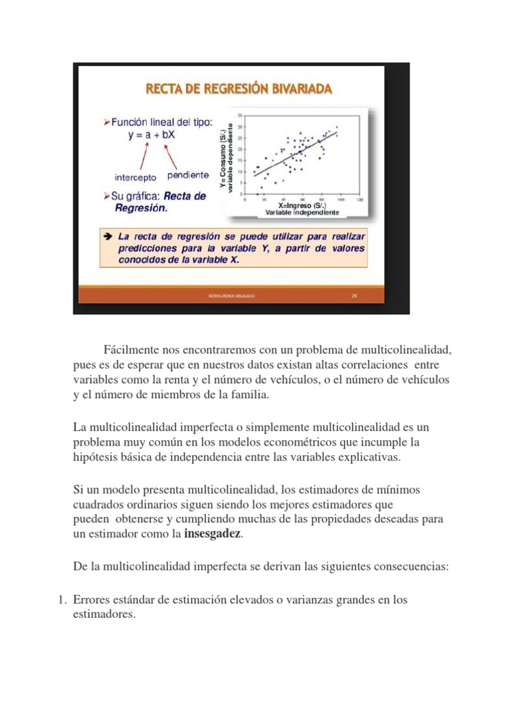 Los efectos de la multicolinealidad imperfecta en los modelos ...