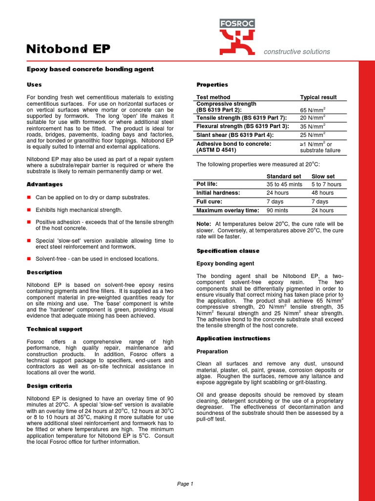 TDS Nitobond EP Saudi Arabia PDF Epoxy Concrete