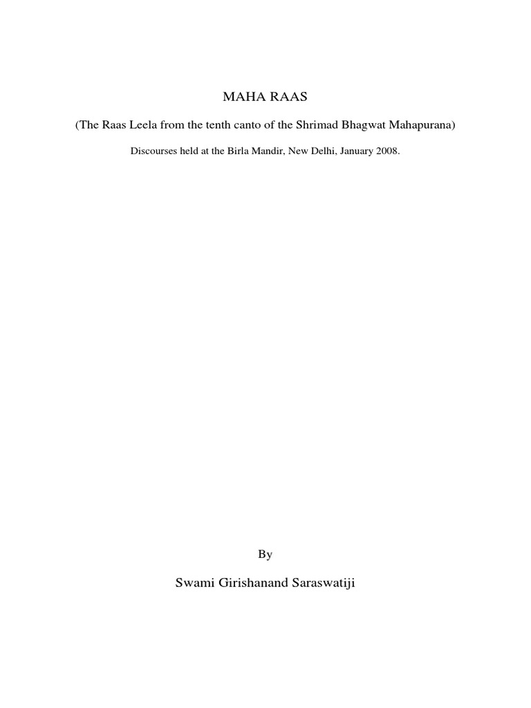 Maha Raas: Spiritual Discourses Overview | PDF | Kama | Krishna