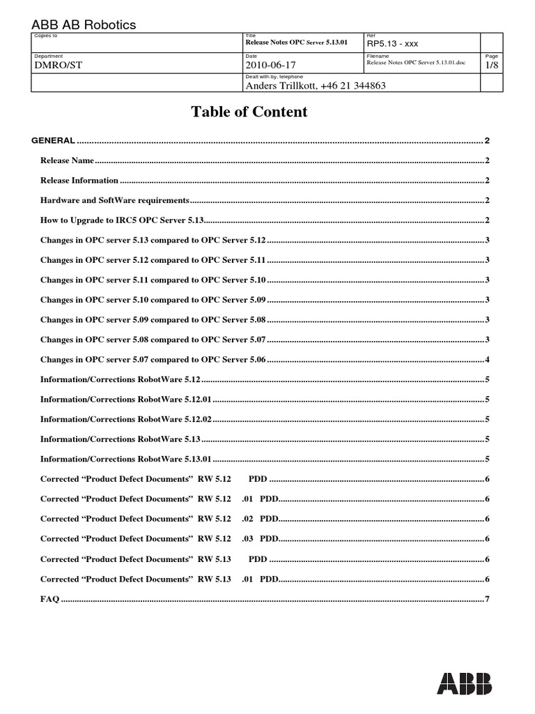 Release Notes OPC Server 5.13.01 | PDF | Component Object Model | Array ...