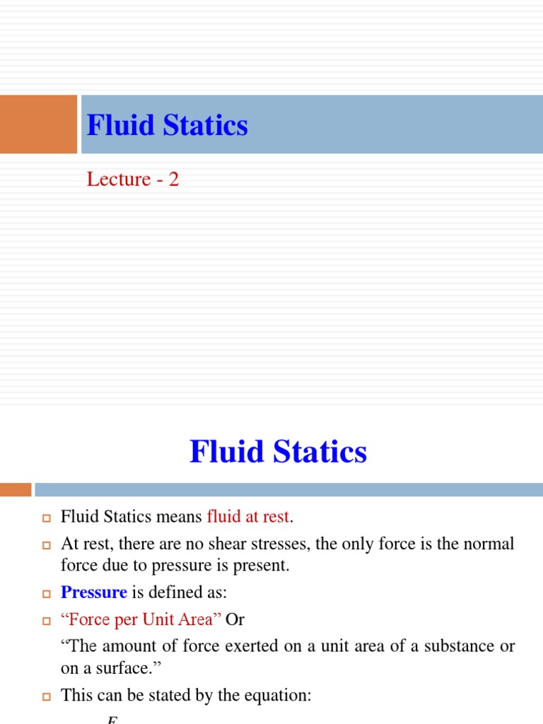 Fluid Statics and Pressure Measurement | PDF | Pressure Measurement ...