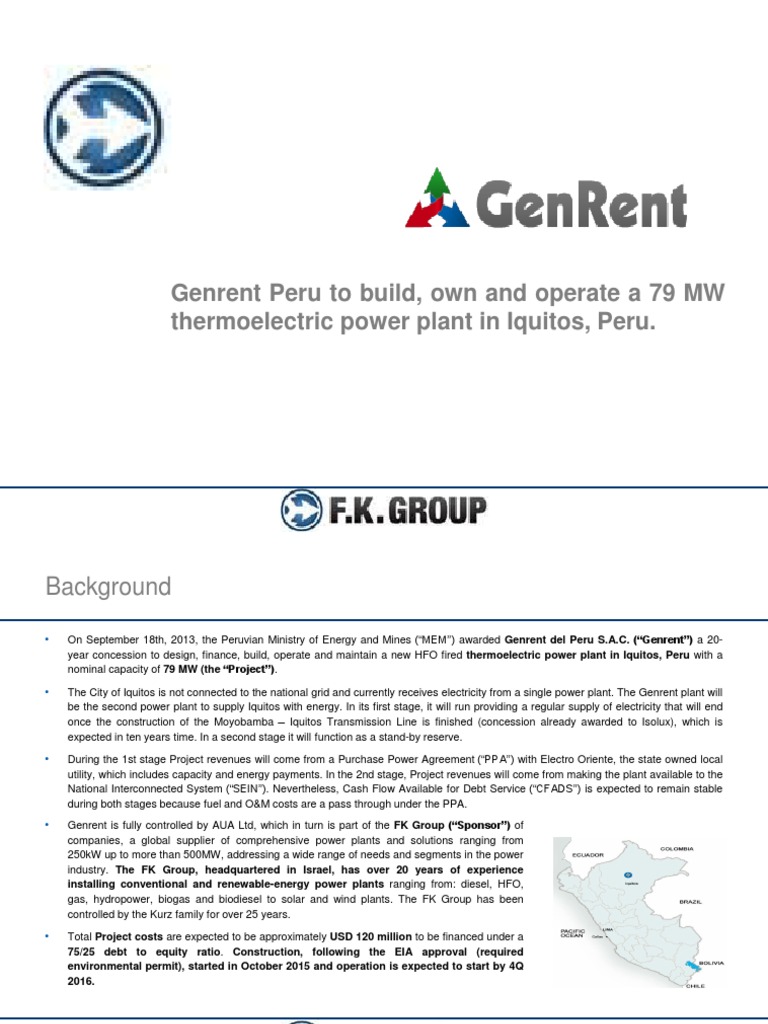 Genrent's 79 MW Power Plant in Iquitos | PDF | Power Station | Wind Power