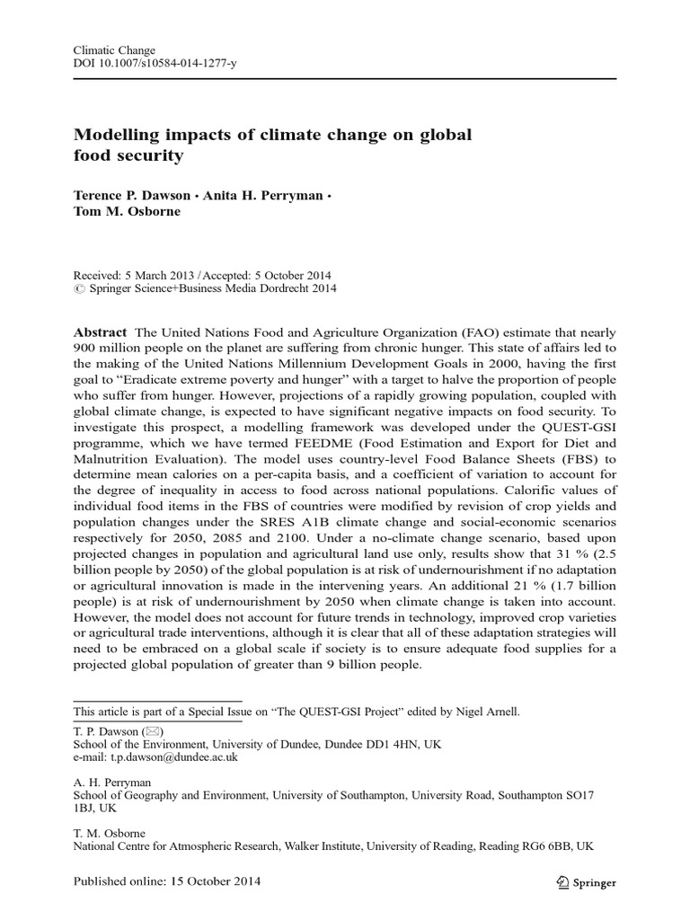 Climate Change & Food Security Risks | PDF | Food Security | Agriculture