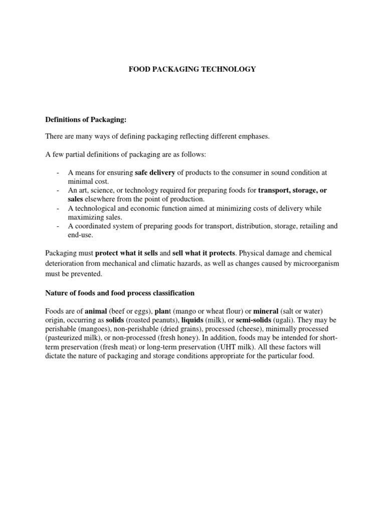 Food Packaging Notes PDF Packaging And Labeling Plastic