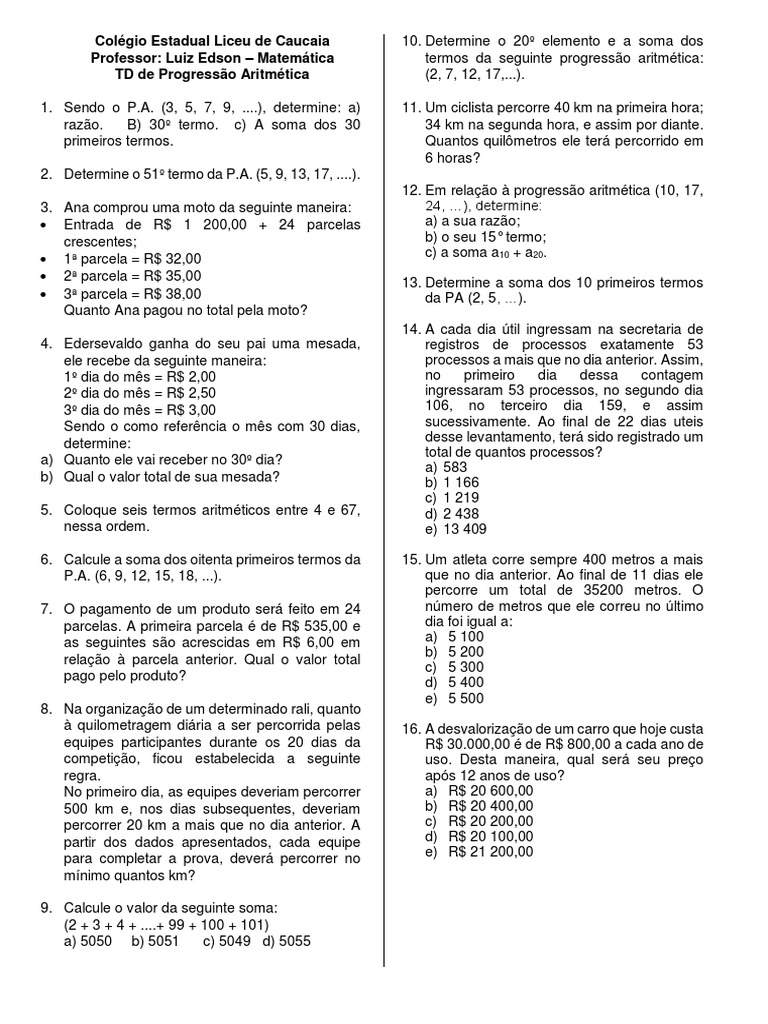 PROGRESSÃO ARITMÉTICA (PA) - Com a professora Gis - Matemática
