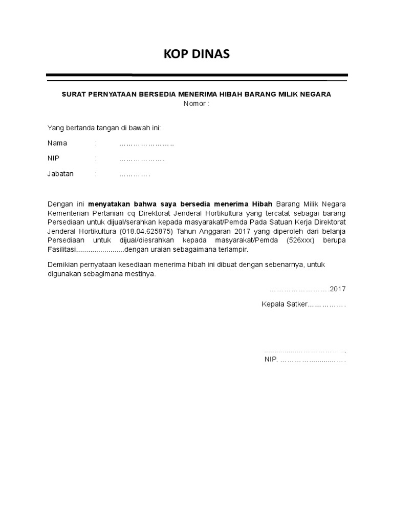 Bersedia Menerima Hibah