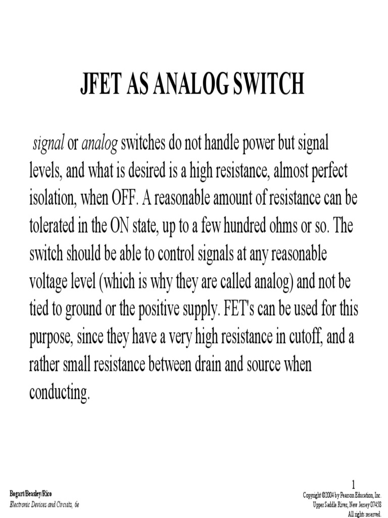 Chapter 1 JFET As A Switch PDF Field Effect Transistor PN Junction