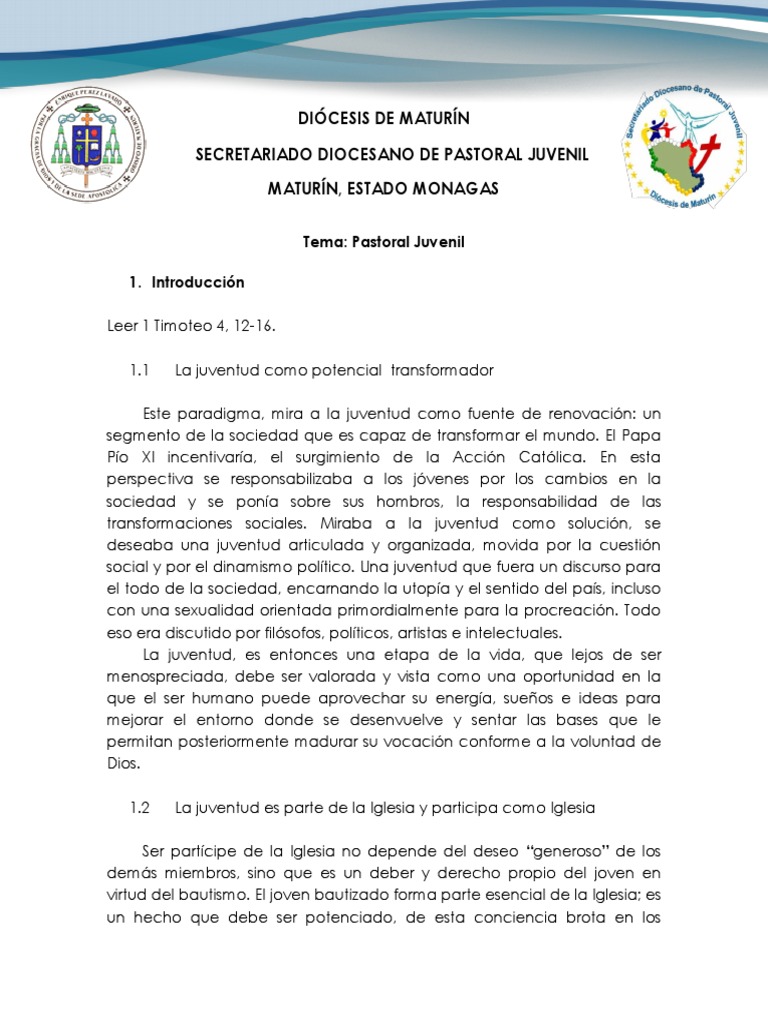 Temas Clave en Pastoral Juvenil | PDF | Evangelización | Iglesia Católica