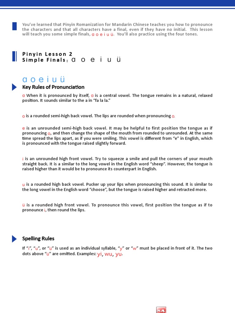 Mandarin Pinyin Finals and Tones Guide | PDF | Foreign Language Studies ...