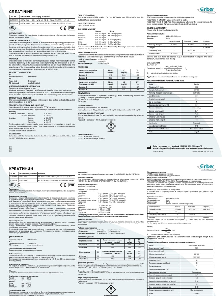 CREATININE QUALITY CONTROL AND TESTING | PDF | Renal Function | Creatinine