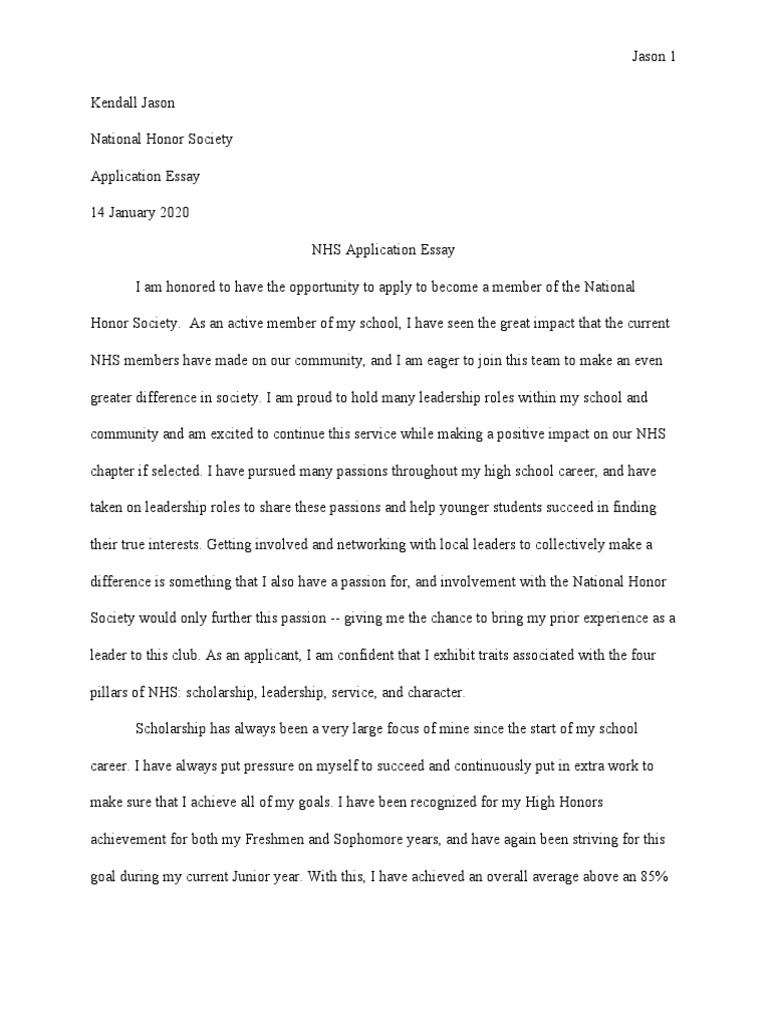 example nhs application essay