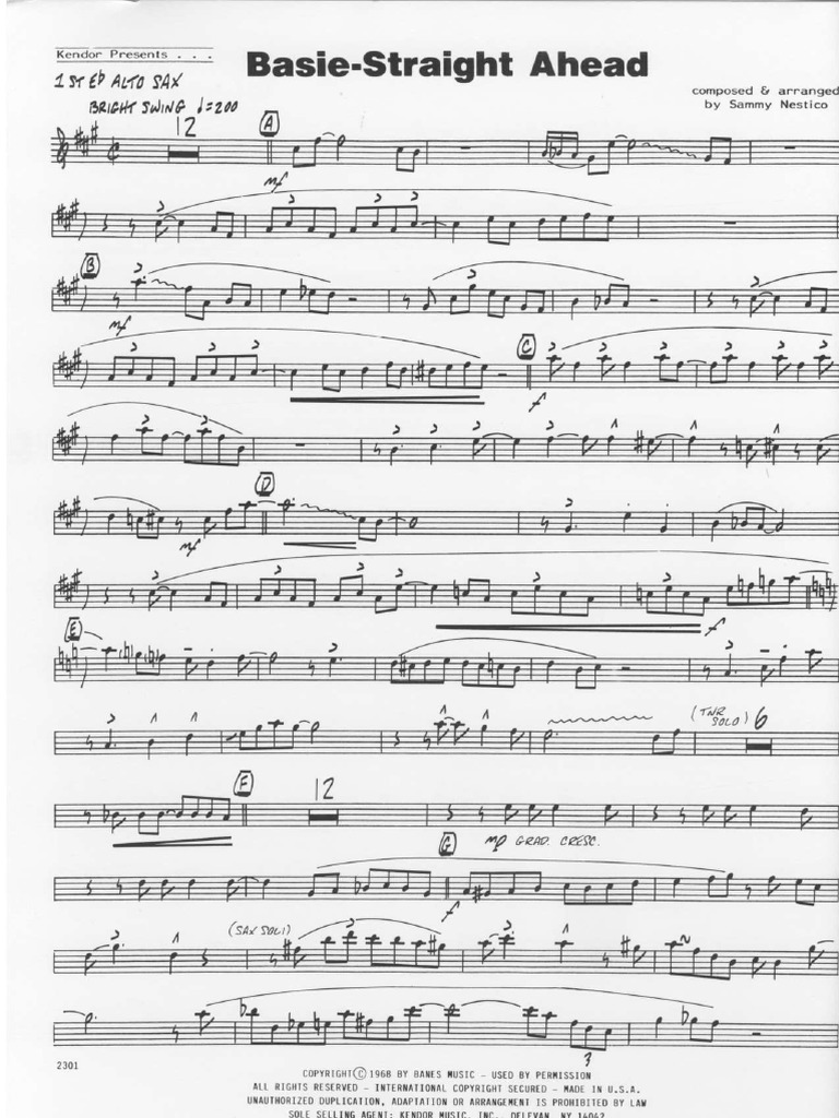 Basie-Straight Ahead by Sammy Nestico | PDF