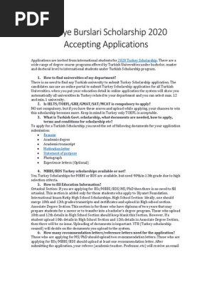 Turkey Scholarship 2020 Open