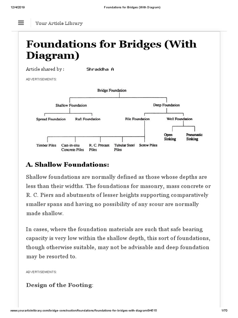 Foundations For Bridges (With Diagram) PDF | PDF | Deep Foundation ...