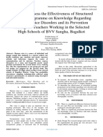 A Study to Assess the Effectiveness of Structured Teaching Programme on Knowledge Regarding Selected Voice Disorders and its Prevention Among the Teachers Working in the Selected High Schools of BVV Sangha, Bagalkot