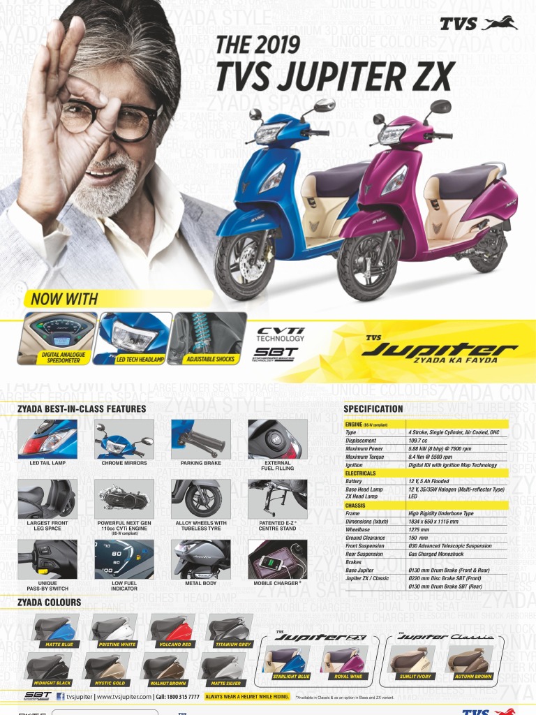 TVS Jupiter ZX Leaflet June 2019 | PDF