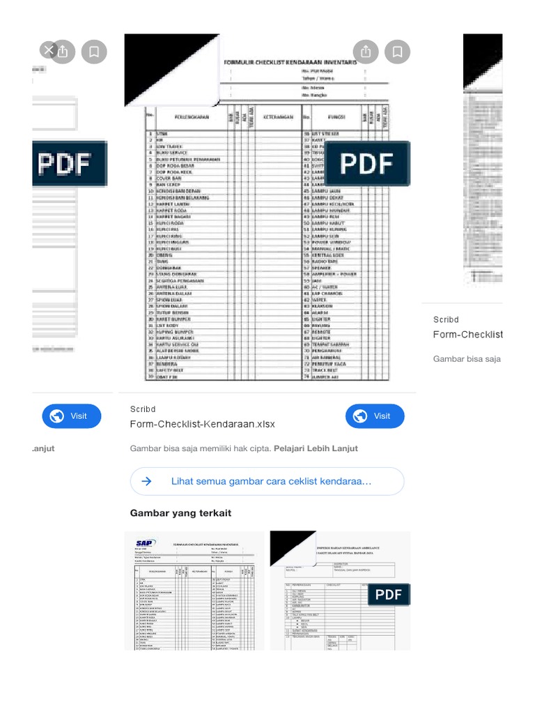 Cara Ceklist Kendaraan Roda 4 Dinas - Penelusuran Google | PDF ...