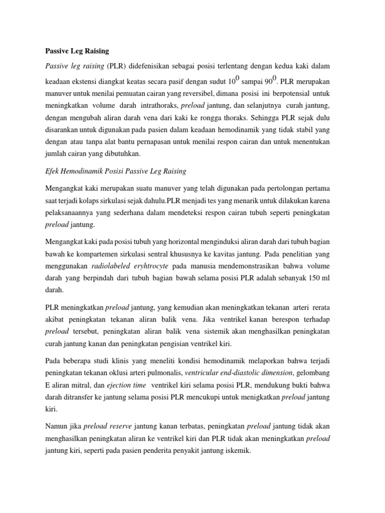 Manfaat dan Metode Passive Leg Raising | PDF