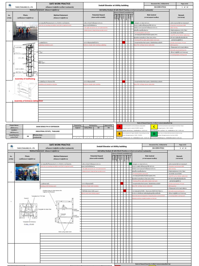 JSA-SDM-073 (1) Install Lift at Utility Building | PDF
