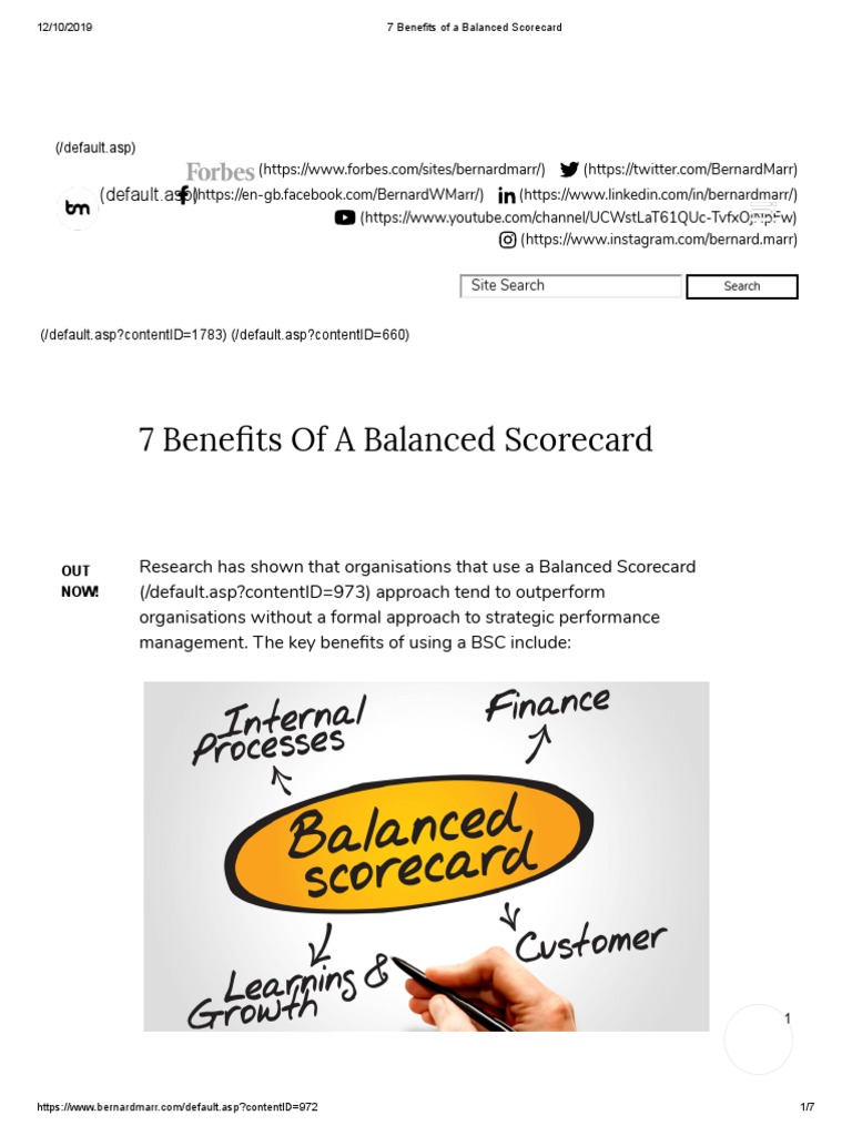 Key Benefits of Balanced Scorecard | PDF | Business | Leadership