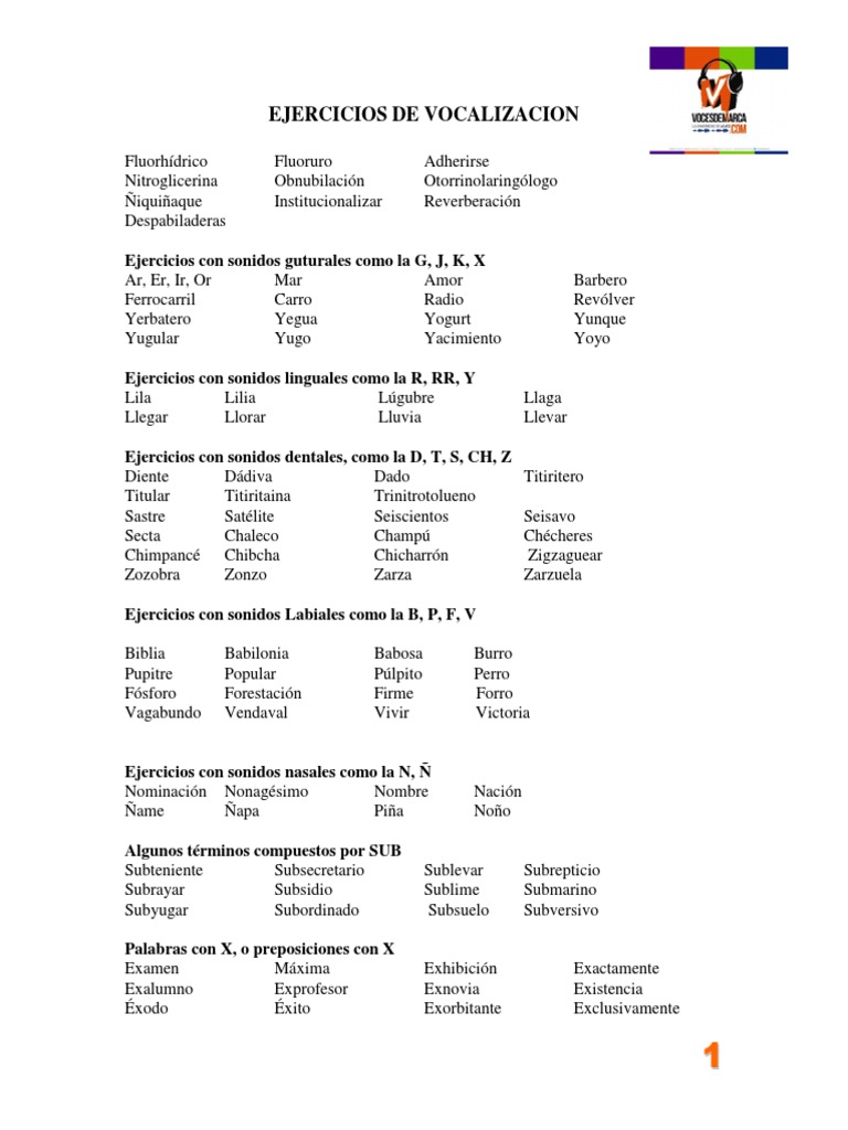 Ejercicios de Vocalizacion | PDF | Naturaleza