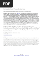 Fort Behavioral Health Welcomes Dr. Casey Green