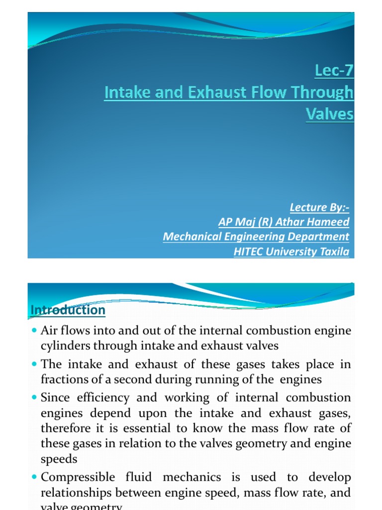 Intake and Exhaust Flow Dynamics | PDF | Fluid Dynamics | Internal ...