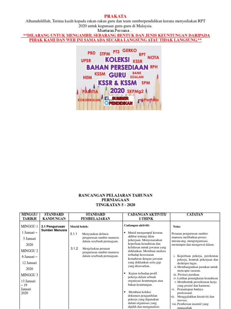Rpt 2020 Perniagaan Tingkatan 5 Pdf
