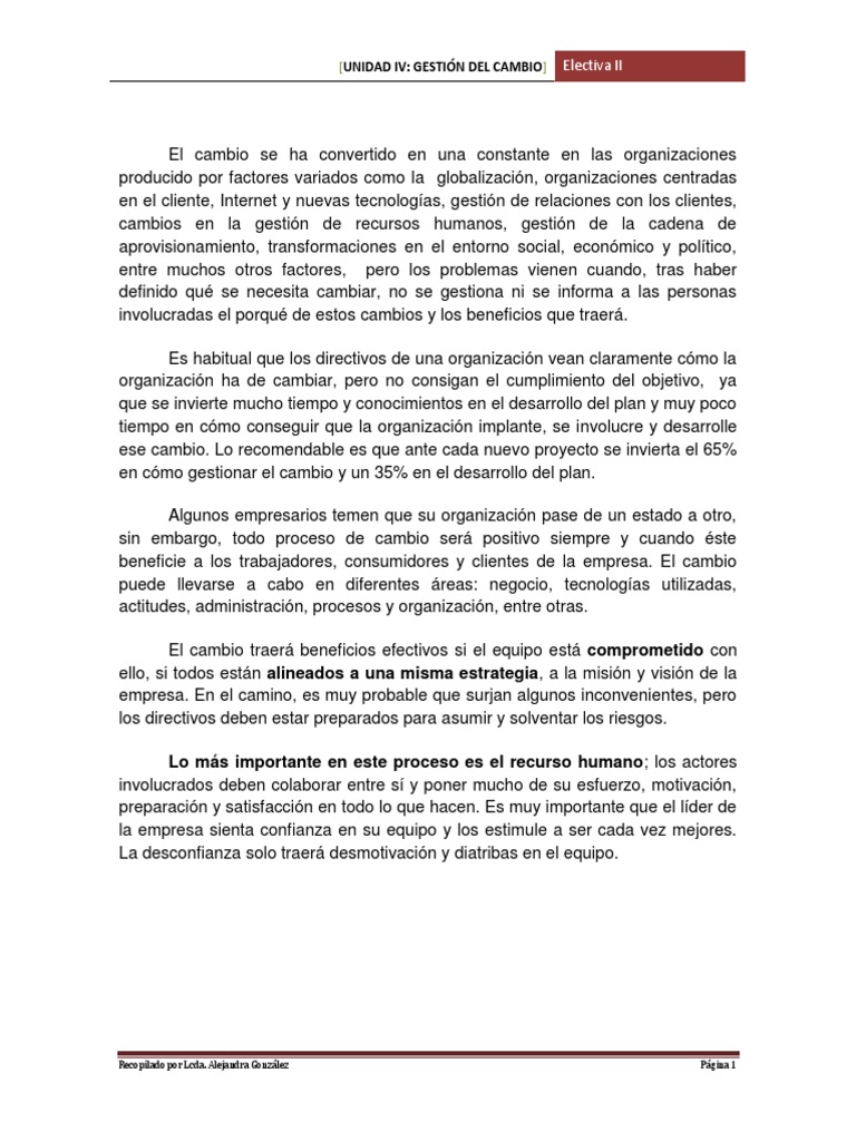 Estrategias para la Gestión del Cambio | PDF | Análisis FODA | Gestión ...