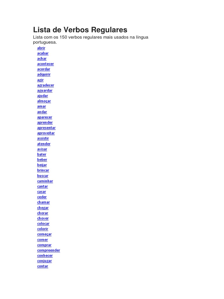 Lista de Verbos Regulares en Portugues-1 PDF | PDF