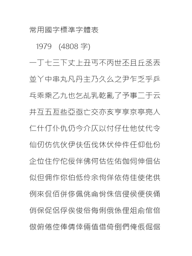 常用國字標準字體表