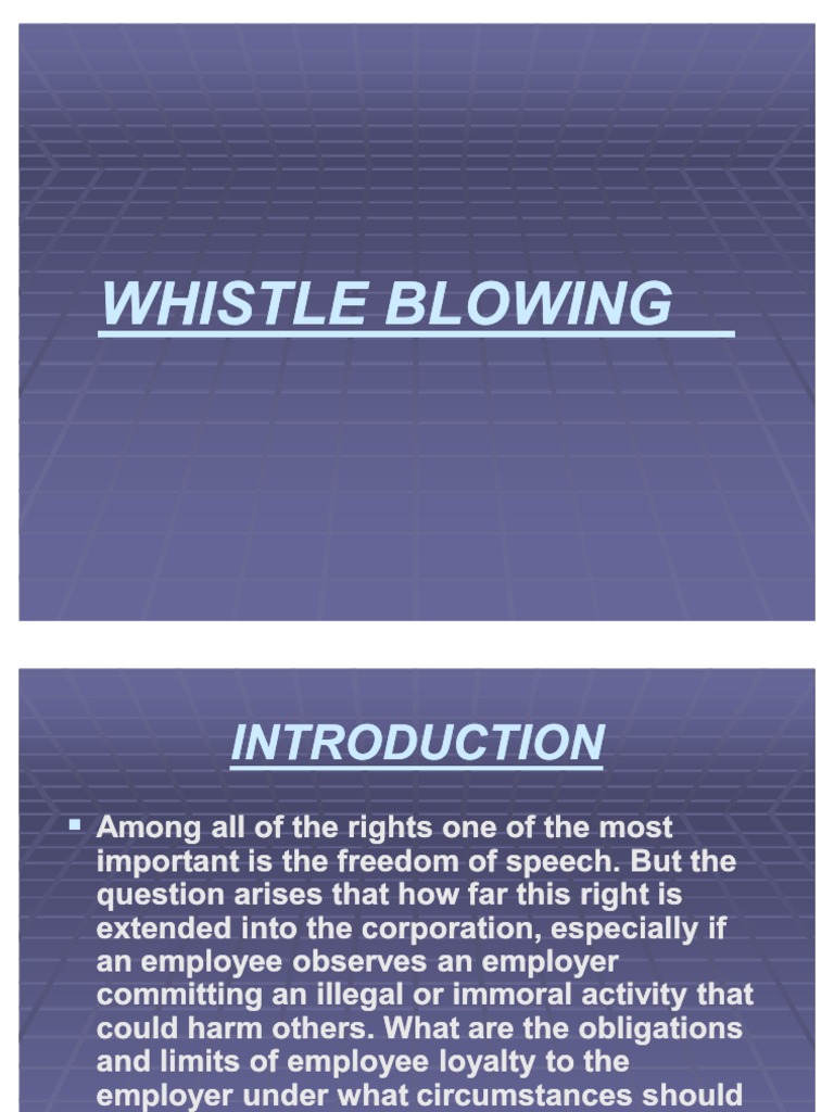 Whistle Blowing Presentation Whistleblower Social Institutions