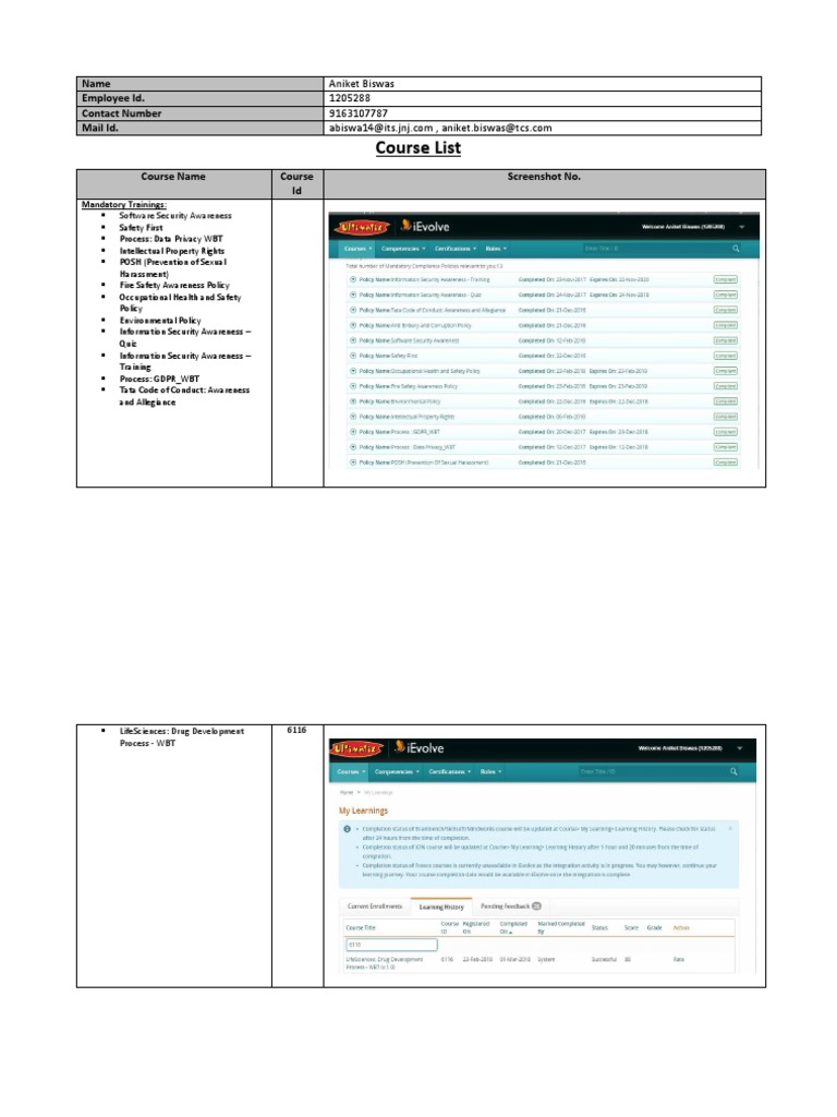 TCS Mandatory Training Course List | PDF | Information Security ...