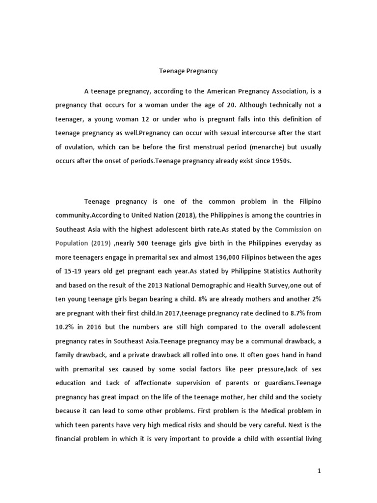 Teenage Pregnancy in The Philippines | PDF | Teenage Pregnancy ...