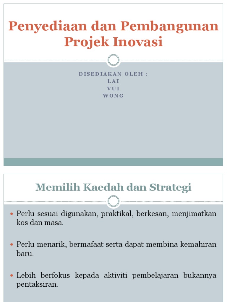 Penyediaan Dan Pembangunan Projek Inovasi Pdf