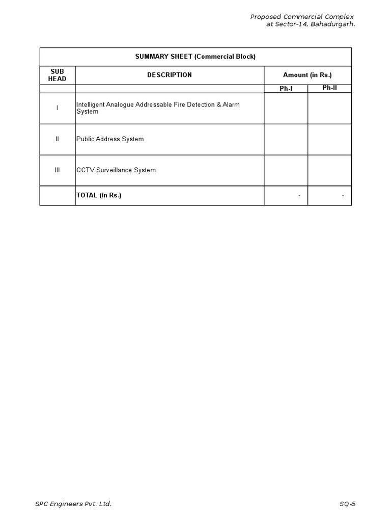 BOQ of Fire Alarm, PA 05-08-14 | PDF | Electrical Wiring | Computer Monitor