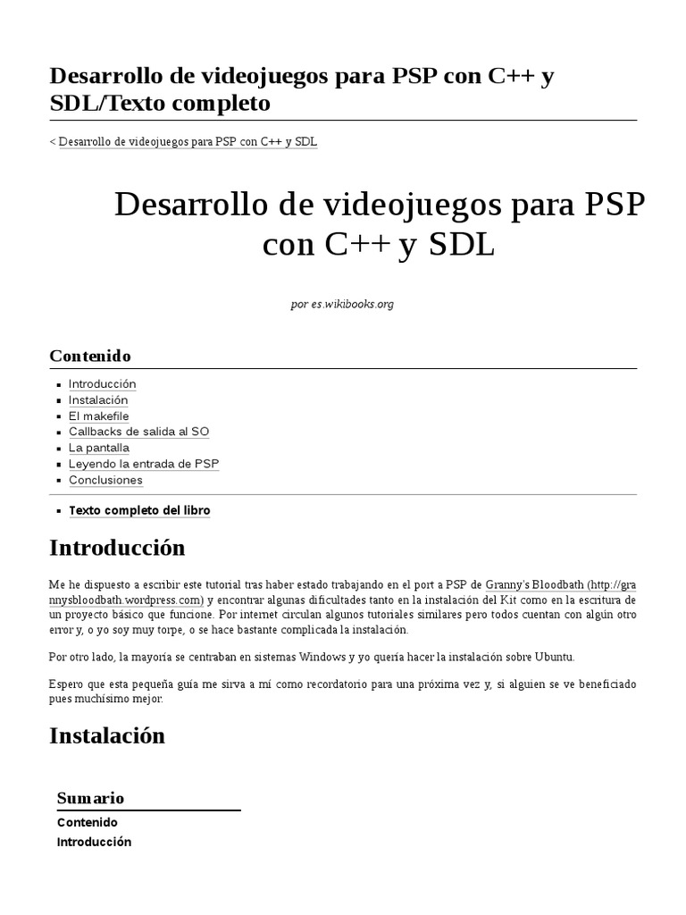 Desarrollo de Videojuegos para PSP Con C++ y SDL | PDF | Desarrollo de ...