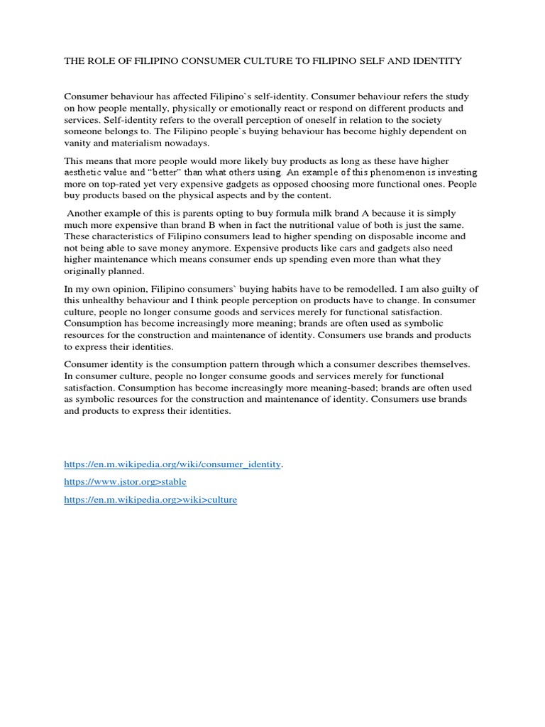 Filipino Consumer Culture and Identity | PDF