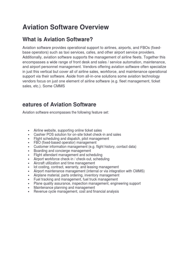 Aviation Software Overview Pdf Airport Air Traffic Control