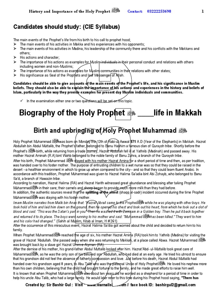 History and Imp of The Prophet PDF Muhammad Prophets And Messengers In Islam